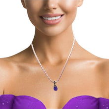 Amethyst Natural Gemstone 14mm Drop Shape Pendant Pink Twisted Cord Necklace Known For Peaceful Energy And Clarity