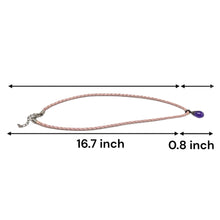 Amethyst Natural Gemstone 14mm Drop Shape Pendant Pink Twisted Cord Necklace Known For Peaceful Energy And Clarity