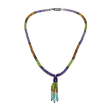 Aqua Natural, Peridot, Spessartite, Amethyst, and Carnelian Necklace