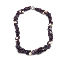 Artisan Natural Garnet Plain Tube & Pearl Round Gemstone Beaded 15.8’’ Necklace Jewelry - Necklace
