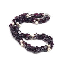 Artisan Natural Garnet Plain Tube & Pearl Round Gemstone Beaded 15.8’’ Necklace Jewelry - Necklace