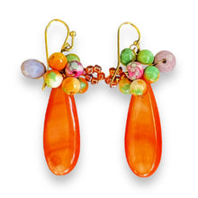 Handmade Earrings Orange Droplets Beaded Jewelry