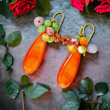 Handmade Earrings Orange Droplets Beaded Jewelry
