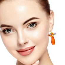 Handmade Earrings Orange Droplets Beaded Jewelry