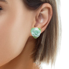 Baby Blue Floral Stud Earrings Crafted from Natural Fish Scales – Delicate Bohemian Statement Jewelry - Earrings