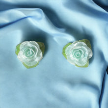 Baby Blue Floral Stud Earrings Crafted from Natural Fish Scales – Delicate Bohemian Statement Jewelry - Earrings