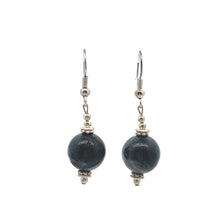 Black Eagle's Eye 12mm Ball Plain Dangle Gemstone Earrings