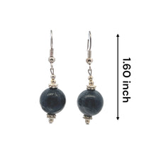 Black Eagle's Eye 12mm Ball Plain Dangle Gemstone Earrings
