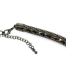 Black Gunmetal Snake Scale Tube Necklace Edgy Industrial Look Statement Necklace for Nightwear - Necklace
