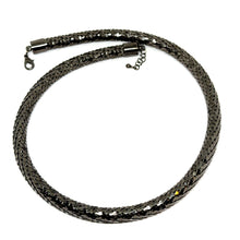 Black Gunmetal Snake Scale Tube Necklace Edgy Industrial Look Statement Necklace for Nightwear - Necklace