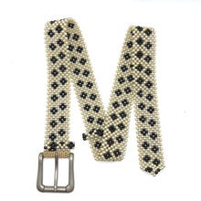 Handmade Retro Cube Design Black Pearl Buckled Belt Unique Giftware
