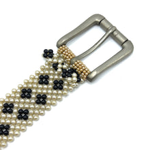 Handmade Retro Cube Design Black Pearl Buckled Belt Unique Giftware