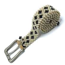 Handmade Retro Cube Design Black Pearl Buckled Belt Unique Giftware