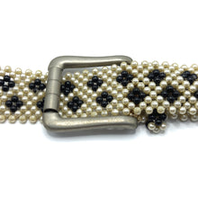 Handmade Retro Cube Design Black Pearl Buckled Belt Unique Giftware