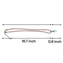 Blue Glass Drop Stone 16mm With Light Pink Twisted Cord Stylish Boho Pendant Necklace Evoking Calm Serene Visual Energy