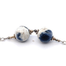 Blue White Sodalite 12mm Ball Plain Dangle Gemstone Earrings