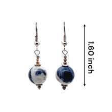 Blue White Sodalite 12mm Ball Plain Dangle Gemstone Earrings