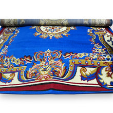 Bohemian Rectangle Carpet Viking Blue Oval Abstract 5.25x7 ft Rug