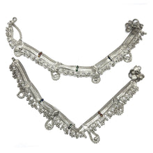 Bohemian Style German Silver Anklet Pair with Engraved Motifs and Sound Bells - Anklet