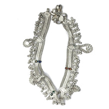 Bohemian Style German Silver Anklet Pair with Engraved Motifs and Sound Bells - Anklet