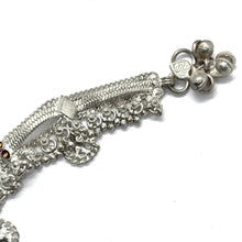 Bohemian Style German Silver Anklet Pair with Engraved Motifs and Sound Bells - Anklet