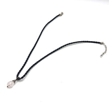 Boho Vibe White Stone Pendant 16mm Drop Shape 16mm With Black Twisted Cord Glass Stone Necklace Clean Minimal Timeless