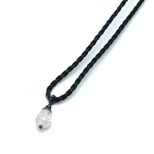 Boho Vibe White Stone Pendant 16mm Drop Shape 16mm With Black Twisted Cord Glass Stone Necklace Clean Minimal Timeless