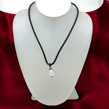 Boho Vibe White Stone Pendant 16mm Drop Shape 16mm With Black Twisted Cord Glass Stone Necklace Clean Minimal Timeless