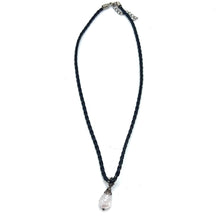 Boho Vibe White Stone Pendant 16mm Drop Shape 16mm With Black Twisted Cord Glass Stone Necklace Clean Minimal Timeless