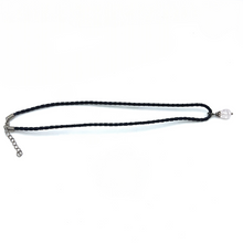 Boho Vibe White Stone Pendant 16mm Drop Shape 16mm With Black Twisted Cord Glass Stone Necklace Clean Minimal Timeless