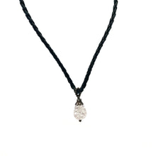 Boho Vibe White Stone Pendant 16mm Drop Shape 16mm With Black Twisted Cord Glass Stone Necklace Clean Minimal Timeless