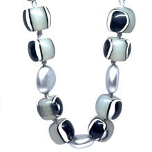 Bold Artisan Beaded Necklace in Simulated Monochrome Agate – Handmade Contemporary Statement Jewelry - Necklace
