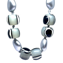 Bold Artisan Beaded Necklace in Simulated Monochrome Agate – Handmade Contemporary Statement Jewelry - Necklace