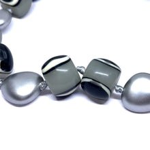 Bold Artisan Beaded Necklace in Simulated Monochrome Agate – Handmade Contemporary Statement Jewelry - Necklace