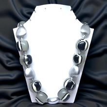 Bold Artisan Beaded Necklace in Simulated Monochrome Agate – Handmade Contemporary Statement Jewelry - Necklace