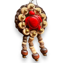 Handmade Earrings Coconut Shell Floral Red Tortoise with Tassels Jewelry