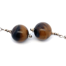 Brown Tiger's Eye 15mm Ball Plain Dangle Gemstone Earrings