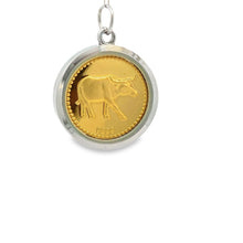 Tri-Dathu Zodiac Ox Divine Pendant – Handcrafted Unisex Talisman in Gold, Silver & Copper for Strength, Luck & Spiritual Energy Gift