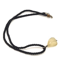 Chalcedony Natural Gemstone Pendant Necklace 22mm Tumble Shape with Black Twisted Cord Symbol of Brotherhood - Necklace