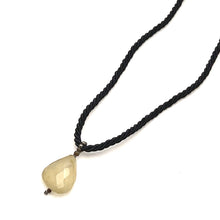 Chalcedony Natural Gemstone Pendant Necklace 22mm Tumble Shape with Black Twisted Cord Symbol of Brotherhood - Necklace