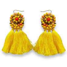 Handmade Earrings Yellow Tassel Bohemian Beads Jewelry