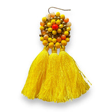 Handmade Earrings Yellow Tassel Bohemian Beads Jewelry