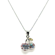 Cherry Fruit Pendant Necklace with Multicolor Crystals – Playful and Trendy Jewelry - Necklace