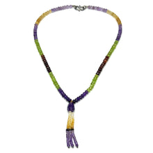 Citrine Natural, Amethyst, Peridot, and Spessartite Garnet Necklace