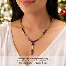 Citrine Natural, Amethyst, Peridot, and Spessartite Garnet Necklace