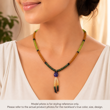 Citrine Natural, Peridot, Amethyst, Spessartite, Tsavorite, and Black Tourmaline Necklace