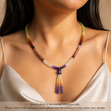 Citrine Natural, Peridot, Spessartite Garnet, Amethyst, and Pink Tourmaline Necklace