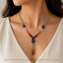 Natural Citrine,Spessartite Garnet,Peridot and Amethyst Necklace