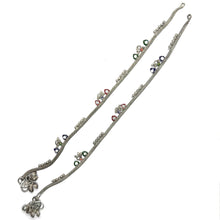 Classic German Silver with colorful Heart Charms and Tingling Bells Anklet Pair - Anklet
