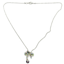 Colorful Bow and Drop Stone Charm Pendant Necklace – Cute & Stylish Beaded Chain Jewelry - Necklace